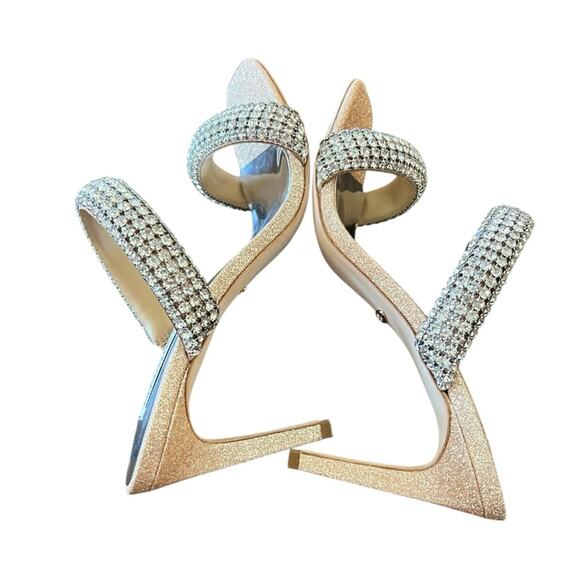 Badgley Mischka Sade Jeweled Double-Band Stiletto Heels Blush Gold NEW Size 7.5 - Picture 10 of 12